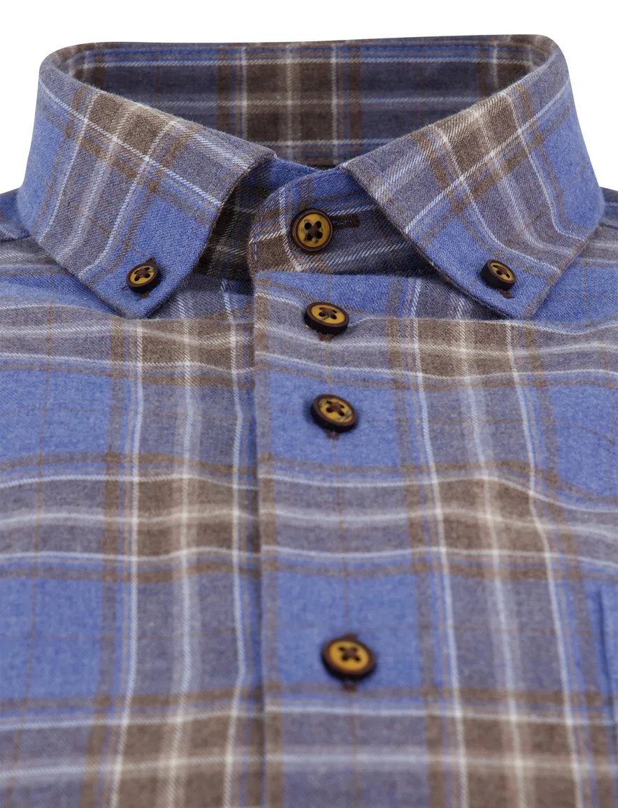 Blauw geruit overhemd Portofino normale fit