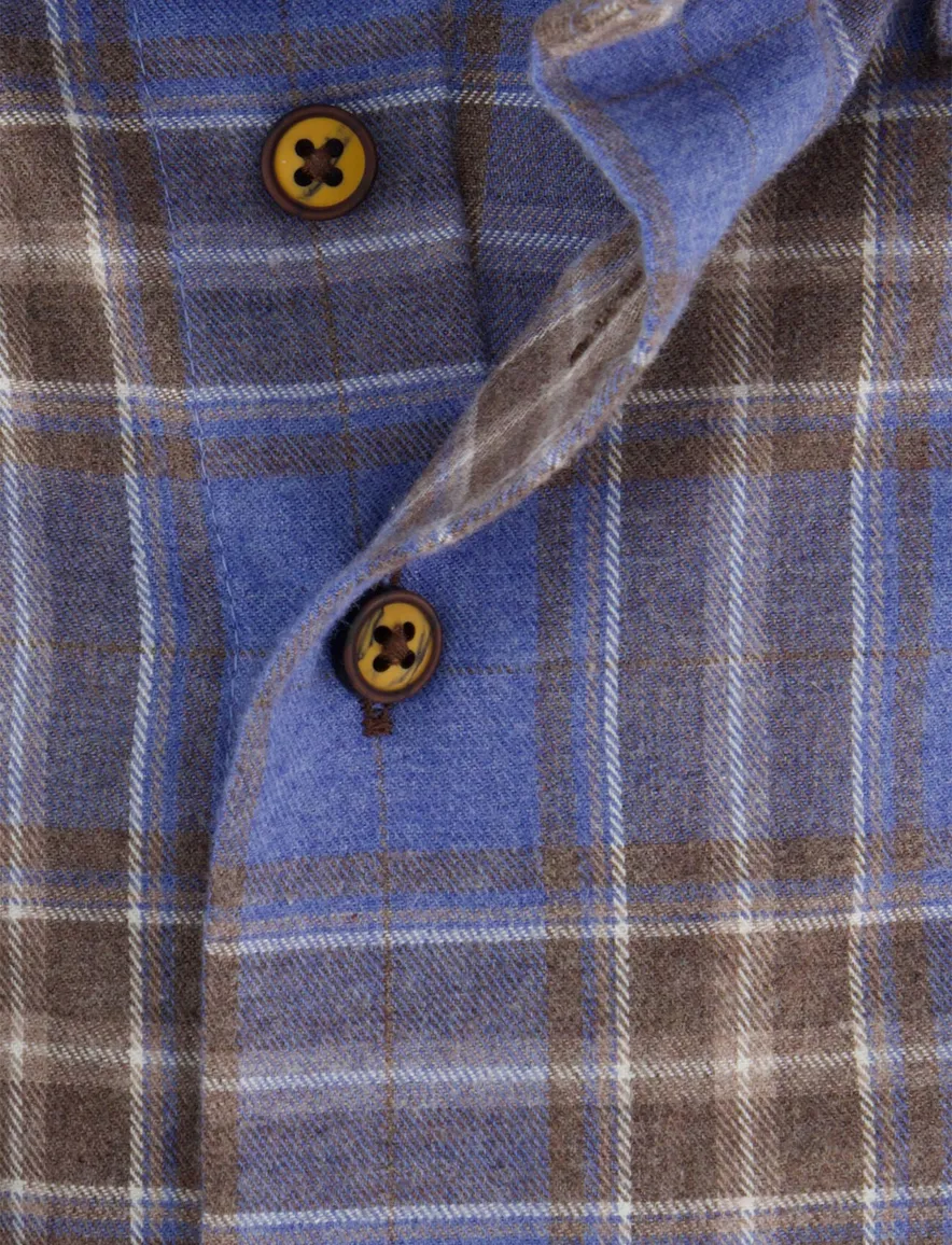 Blauw geruit overhemd Portofino normale fit