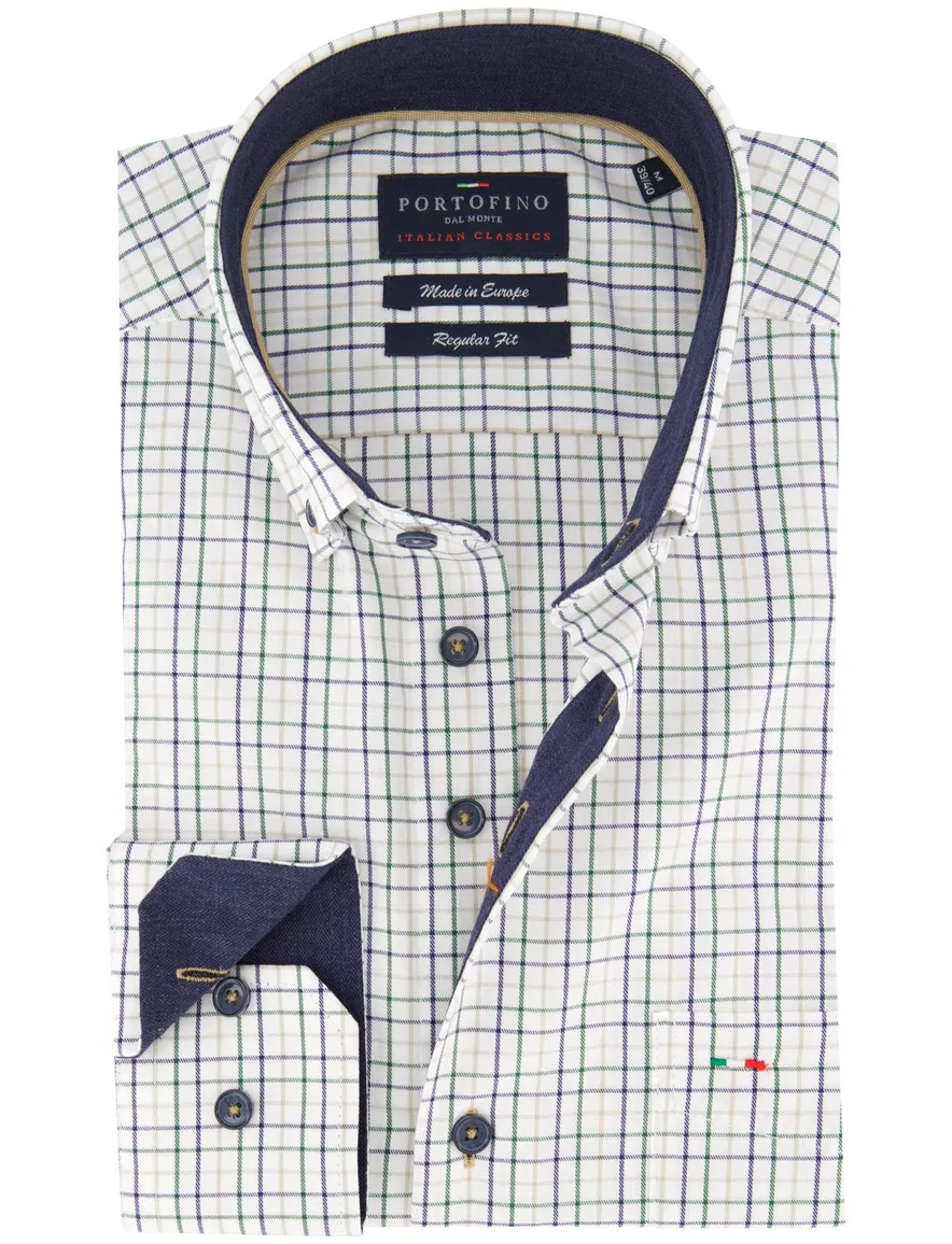 casual overhemd wit Portofino Regular Fit