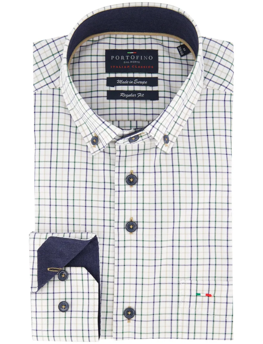 casual overhemd wit Portofino Regular Fit