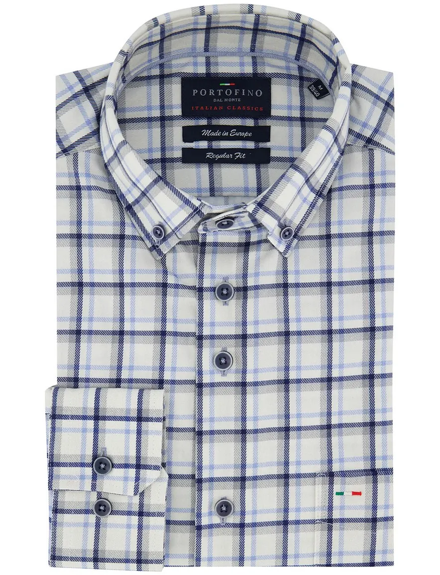Portofino Overhemd Blauw ruit wit
