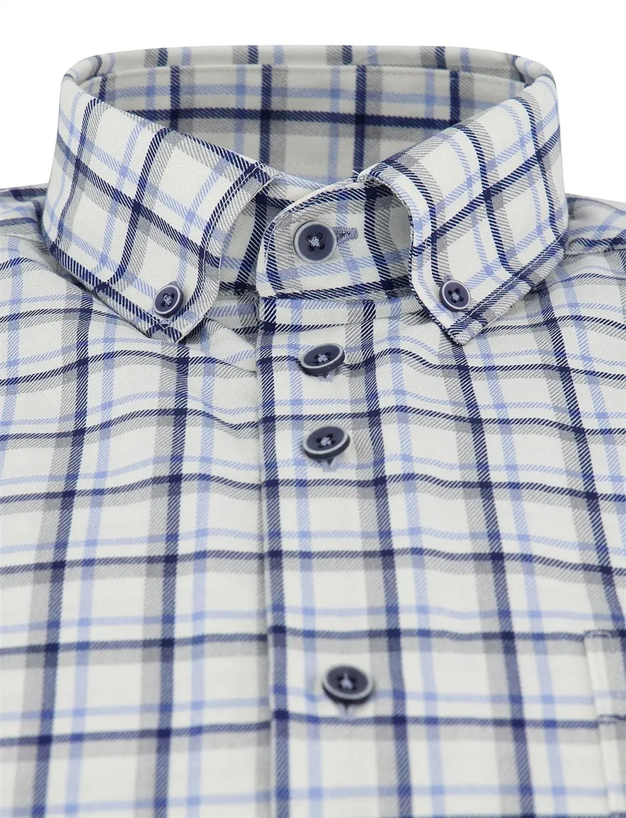 Portofino Overhemd Blauw ruit wit