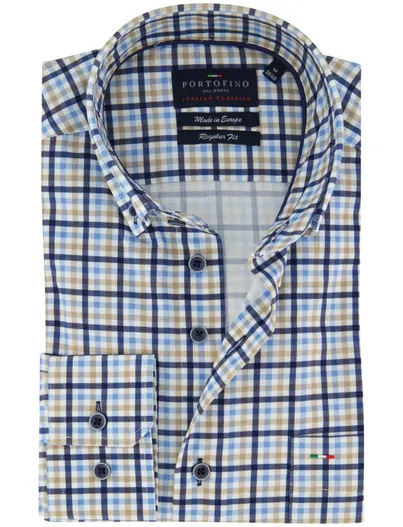 Portofino Katoenen Portofino geruit overhemd blauw