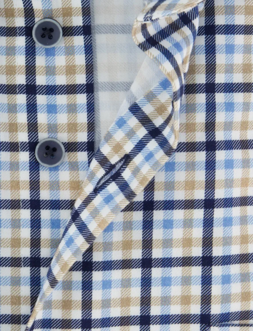 Katoenen Portofino geruit overhemd blauw