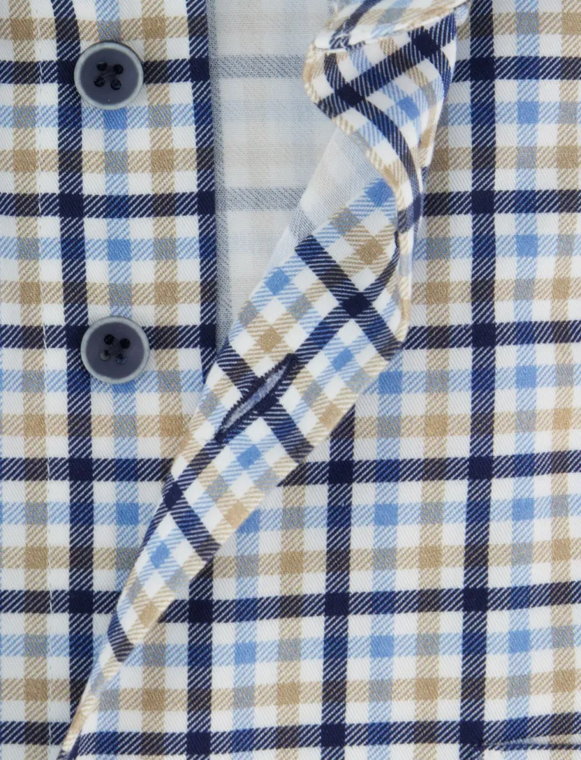 Portofino regular fit geruit overhemd blauw