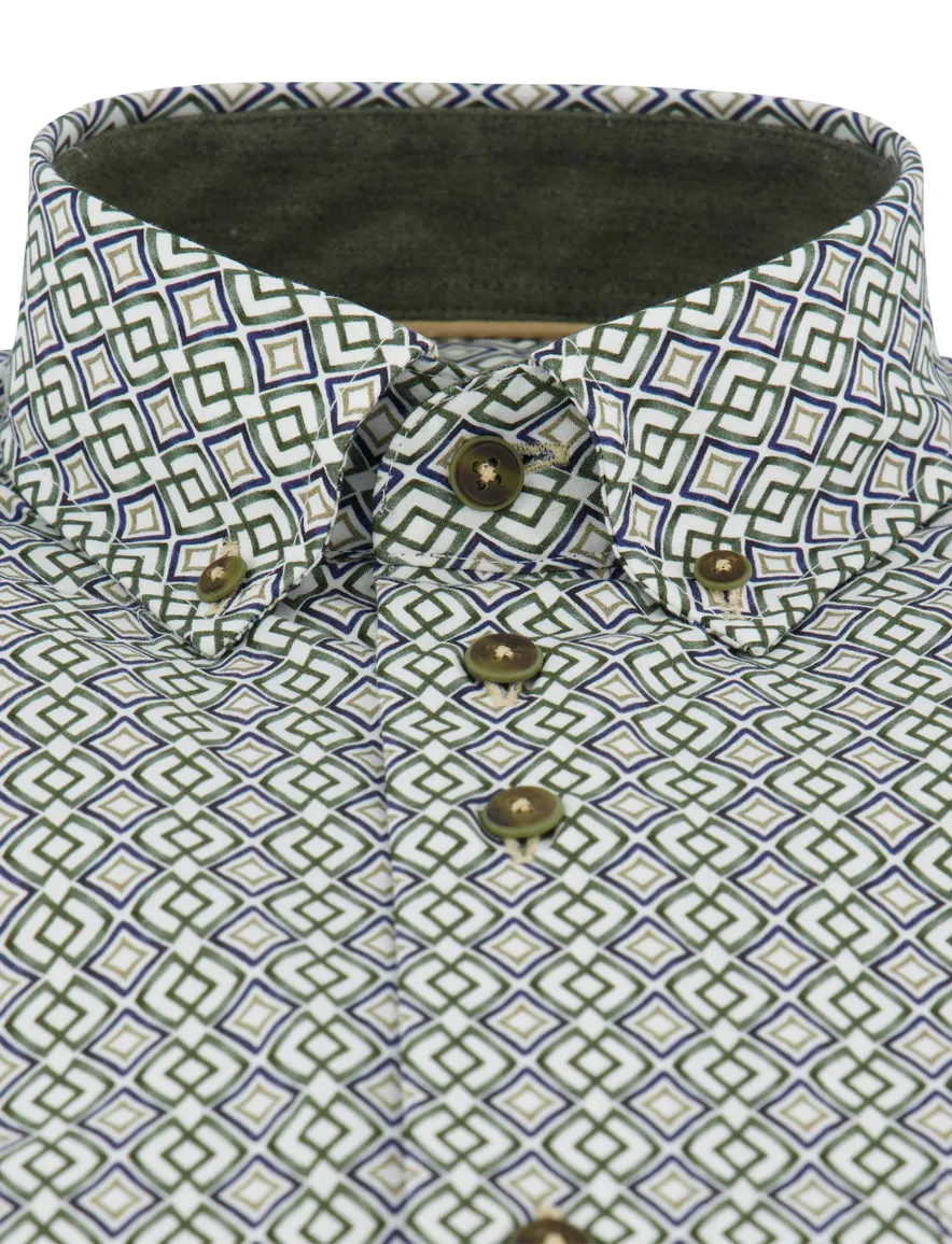 Portofino regular fit overhemd katoen print groen