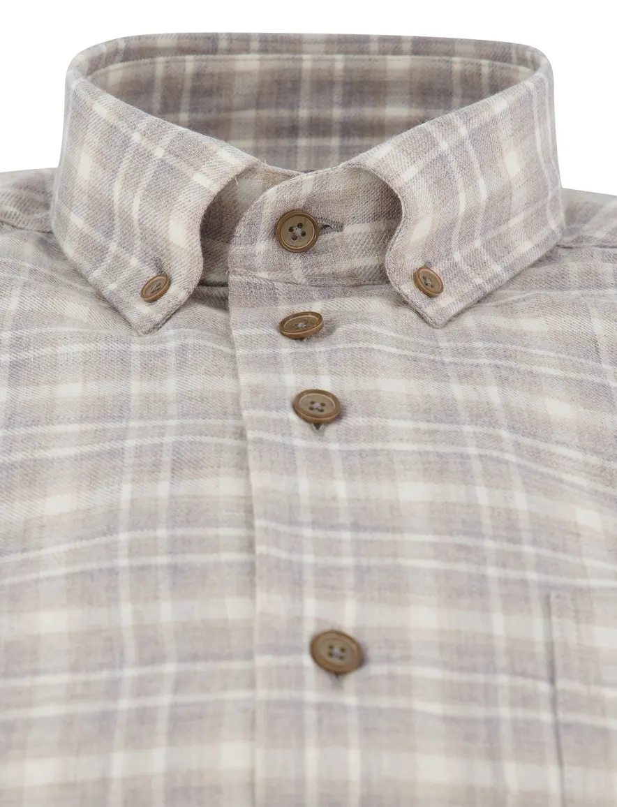 Portofino overhemd beige geprint regular fit
