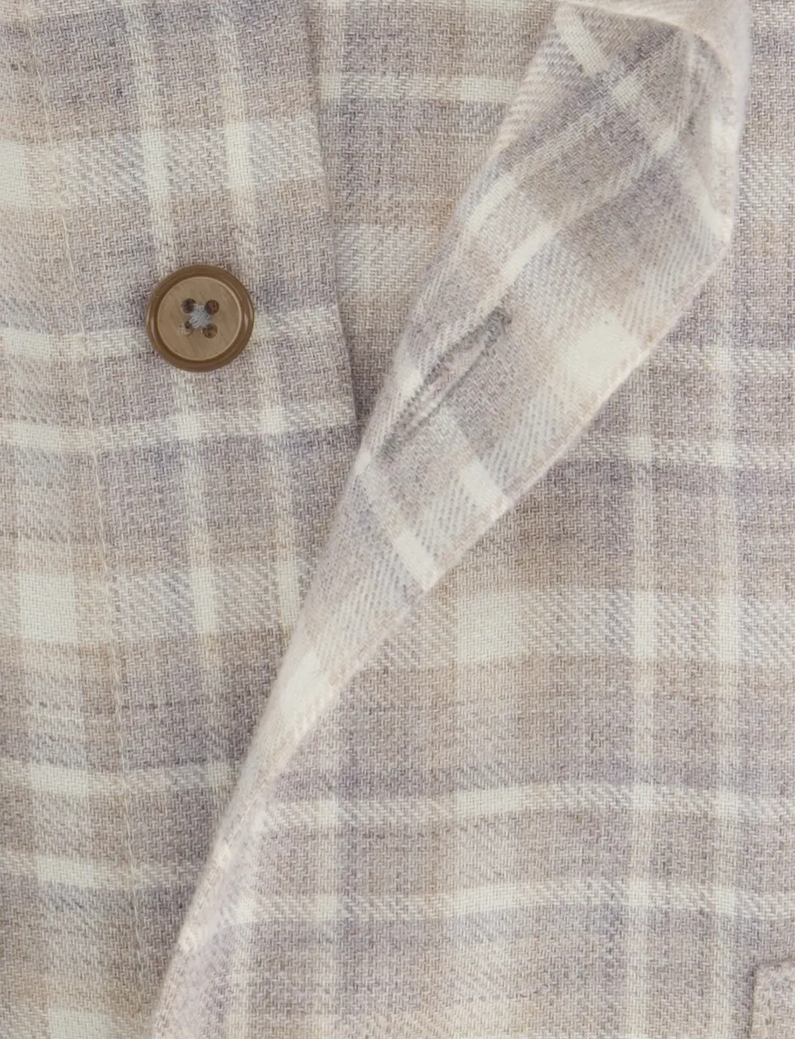 Portofino overhemd beige geprint regular fit