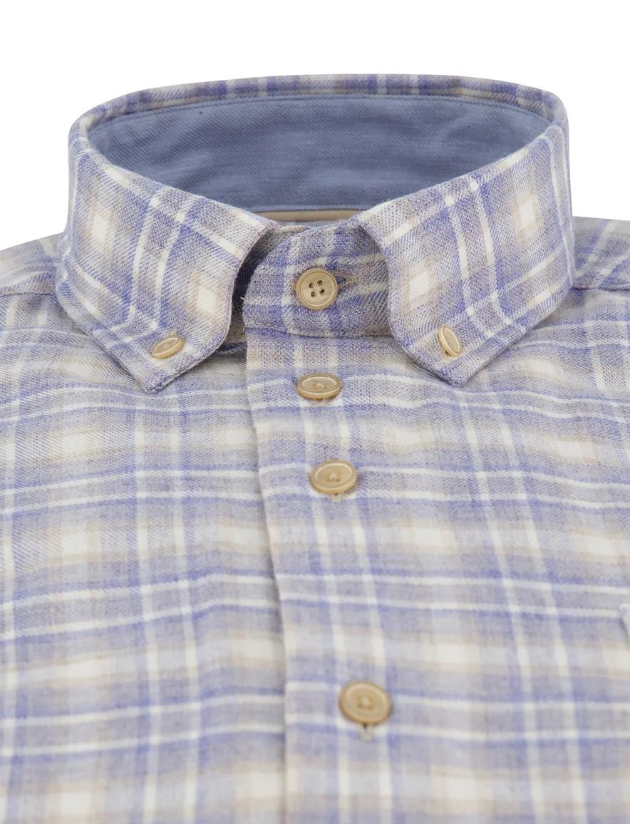 Portofino overhemd blauw geruit regular fit