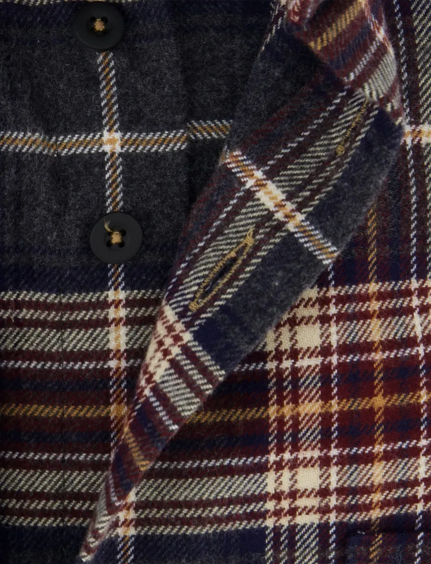 Geruit flanel overhemd Portofino regular fit donkerblauw