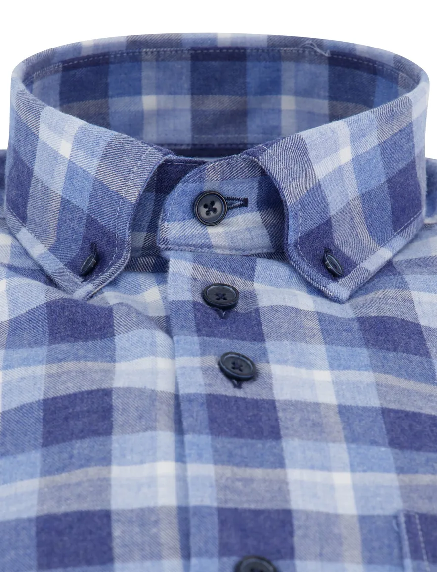 Portofino regular fit overhemd katoen blauw geruit