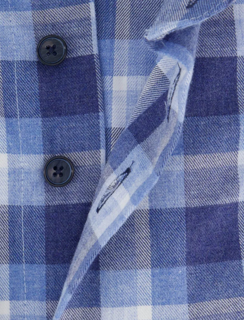 Blauw geruit Portofino overhemd katoen