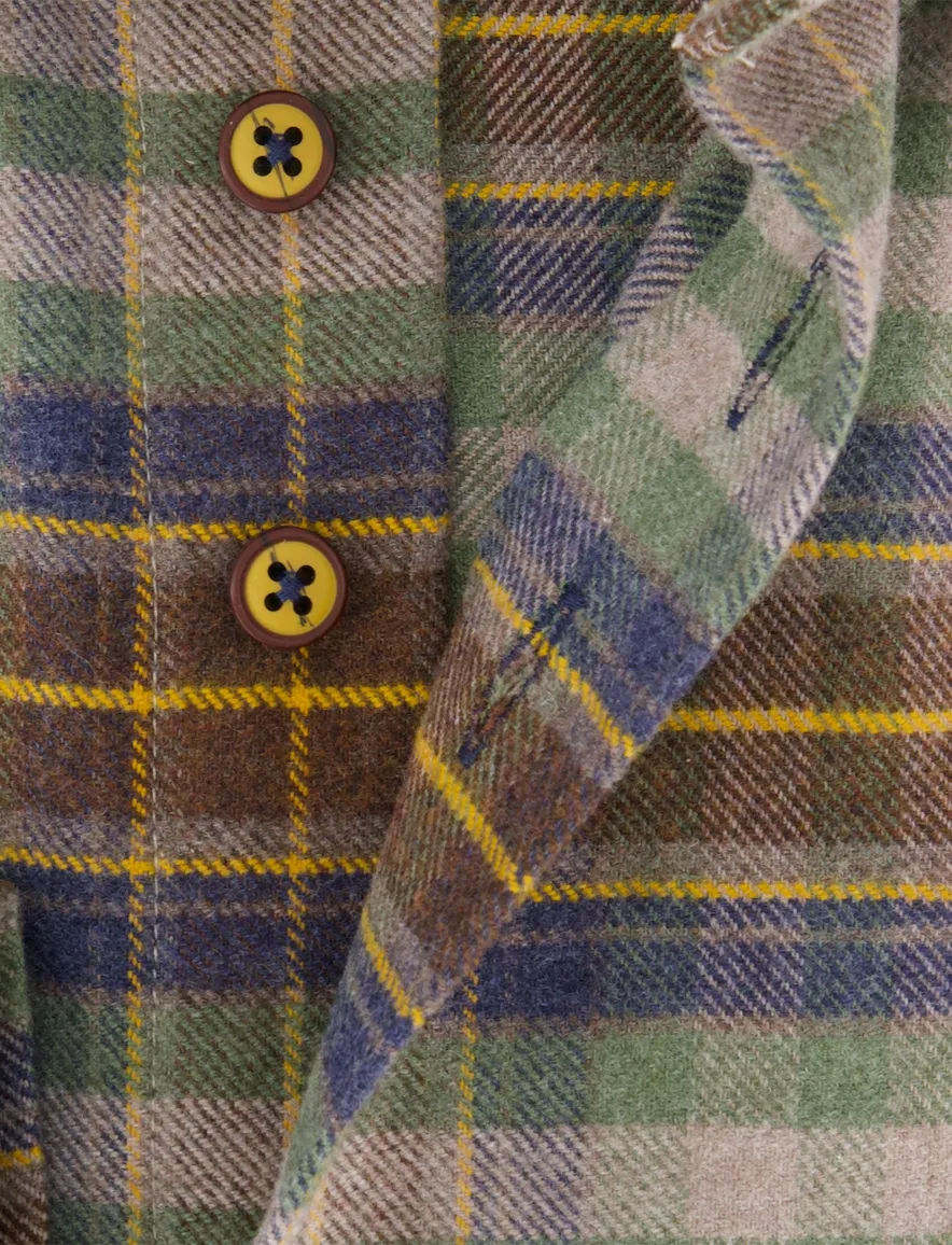 Portofino regular fit casual overhemd bruin flannel