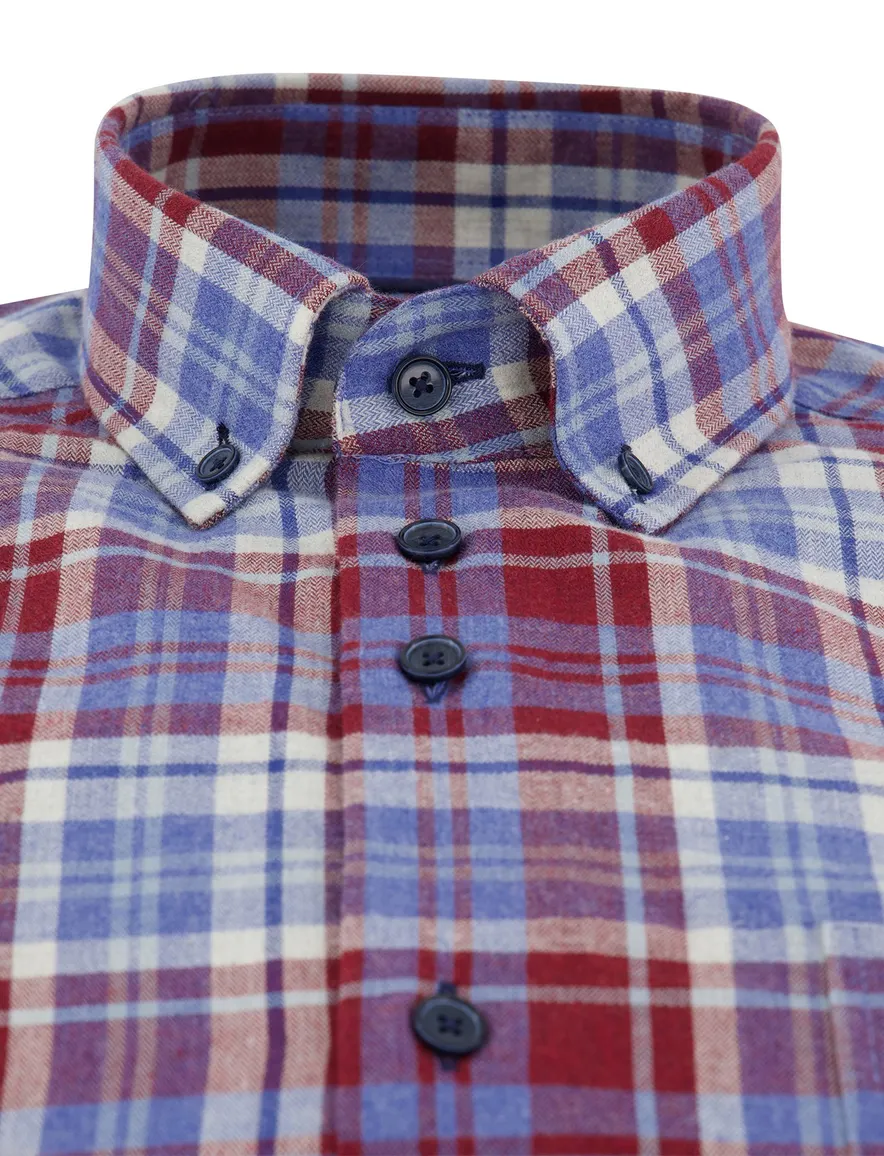 Portofino Regular Fit casual overhemd bordeaux
