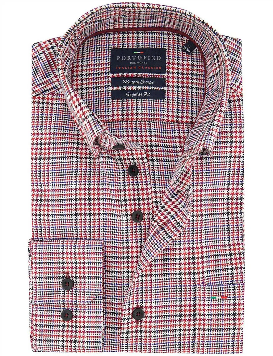 Portofino overhemd rood print zwart