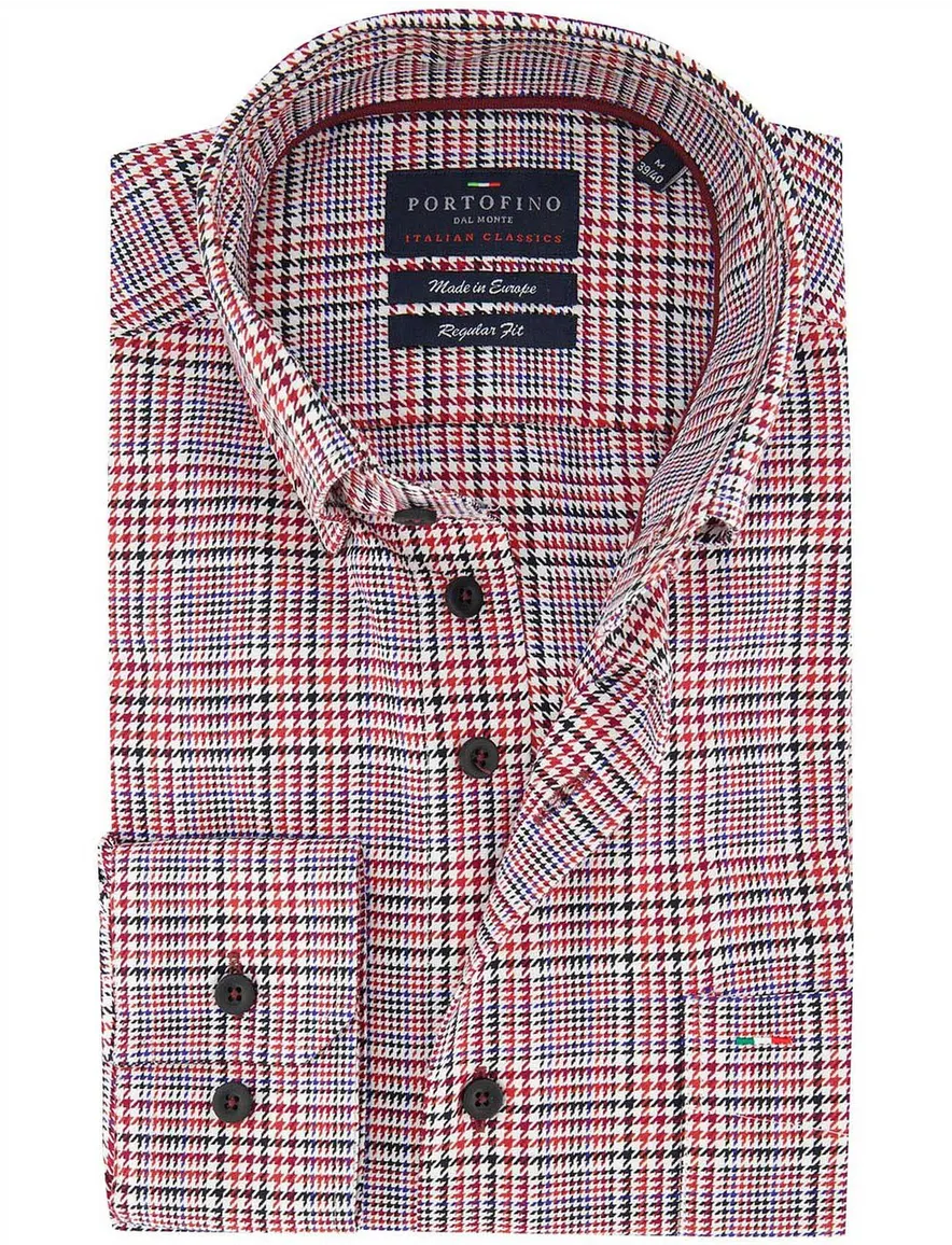 Portofino overhemd rood print zwart