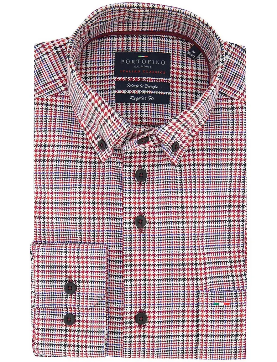 Portofino overhemd rood print zwart