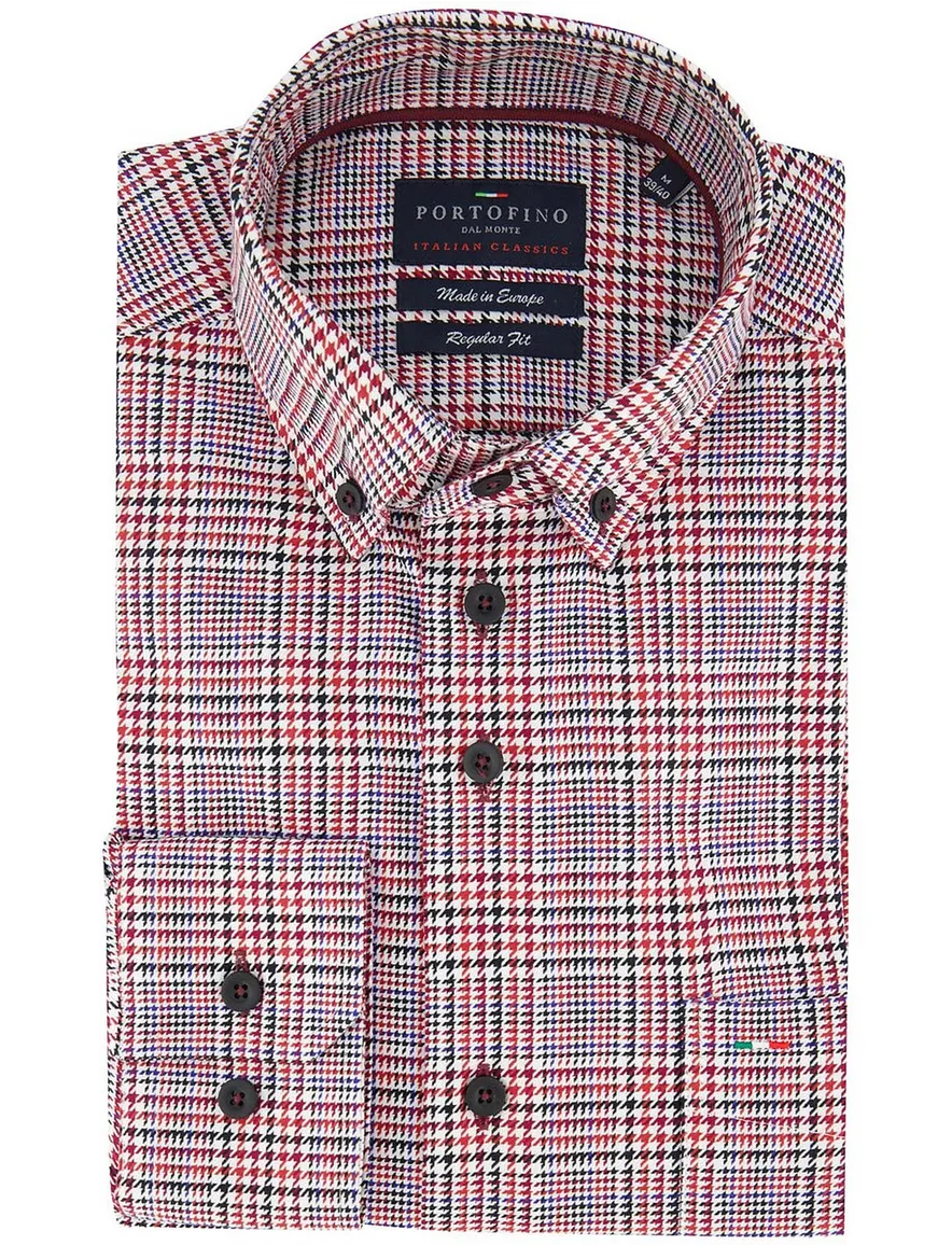 Portofino overhemd rood print zwart