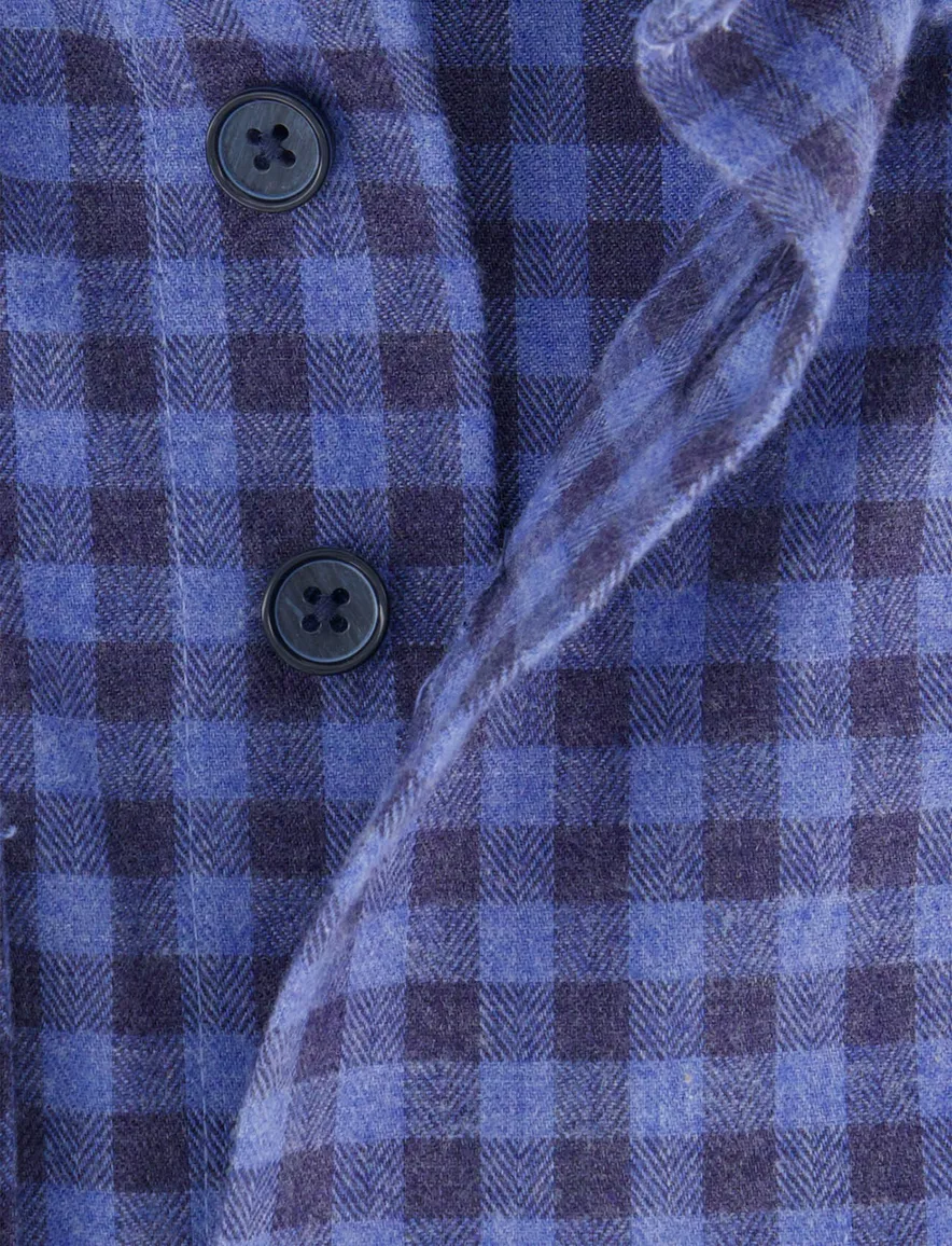 Portofino regular fit casual overhemd blauw flannel
