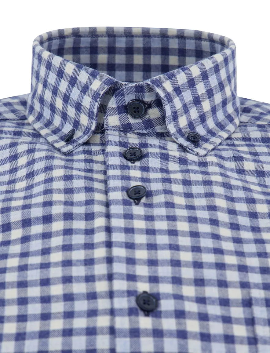 Portofino regular fit casual overhemd blauw geruit