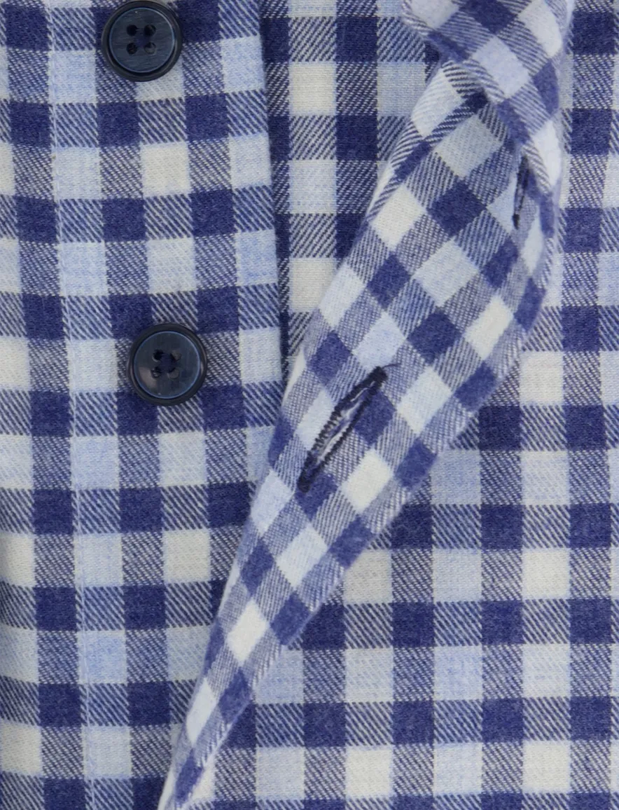 Portofino regular fit casual overhemd blauw geruit