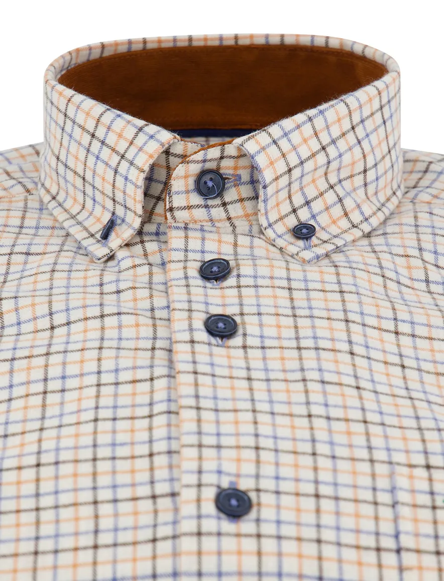 Portofino regular fit casual overhemd oranje geruit