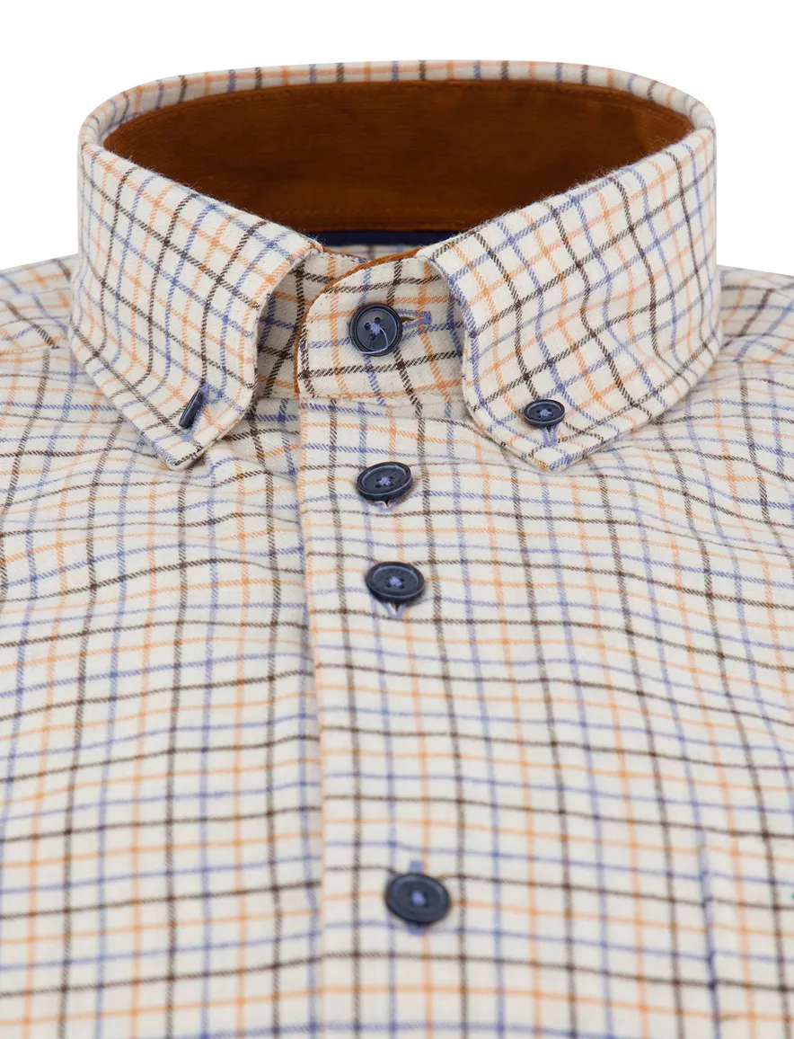 Portofino regular fit casual overhemd oranje geruit