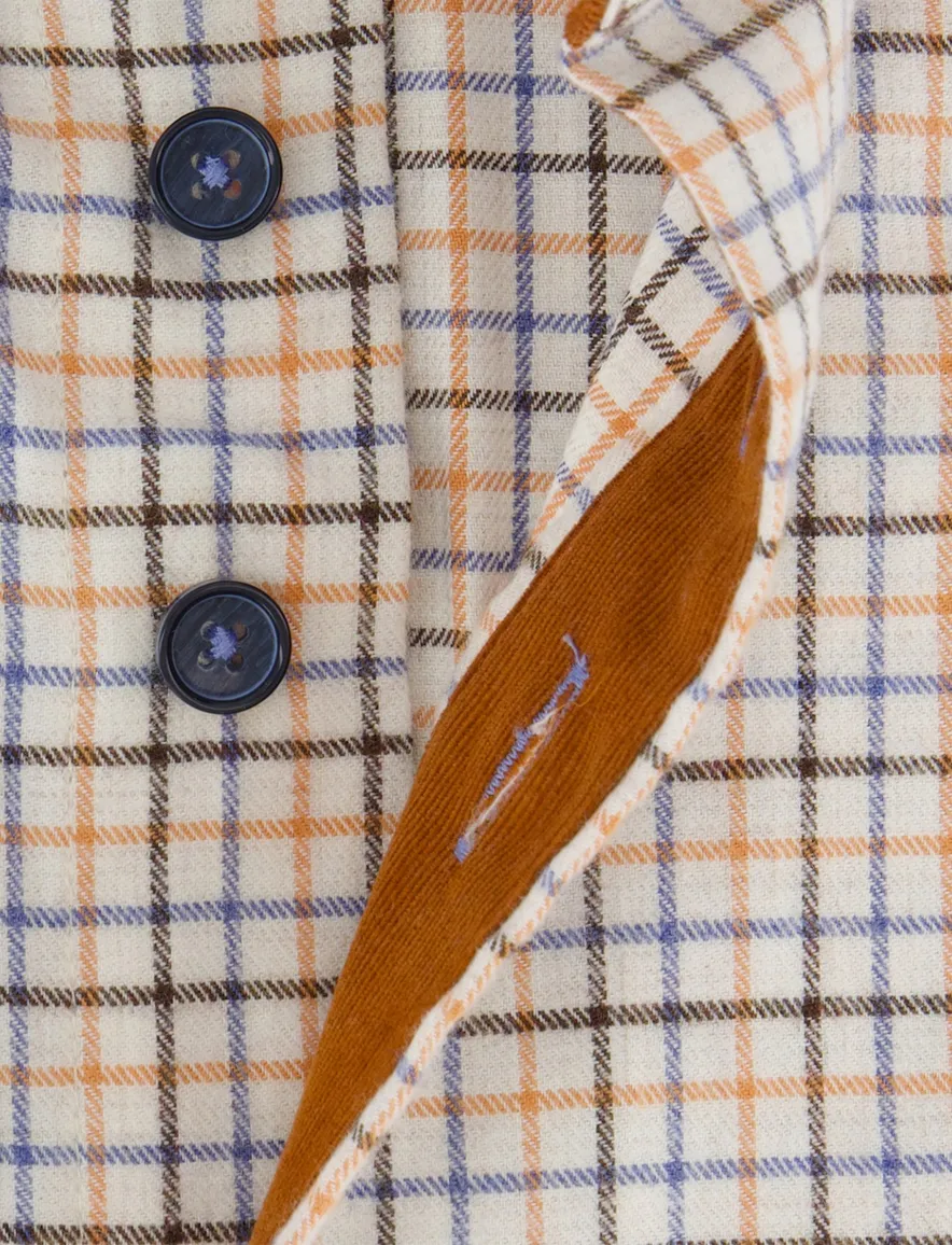 Portofino regular fit casual overhemd oranje geruit