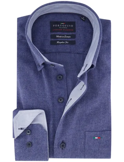 Portofino Casual overhemd Portofino Regular Fit blauw button-down boord