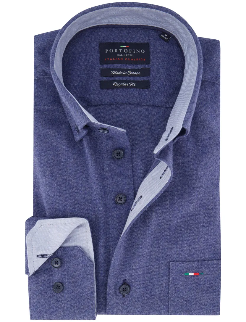 Casual overhemd Portofino Regular Fit blauw button-down boord