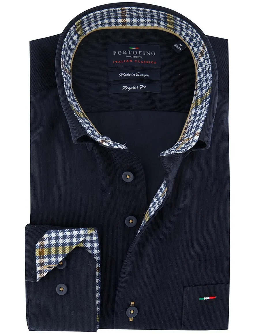 Portofino overhemd donkerblauw corduroy
