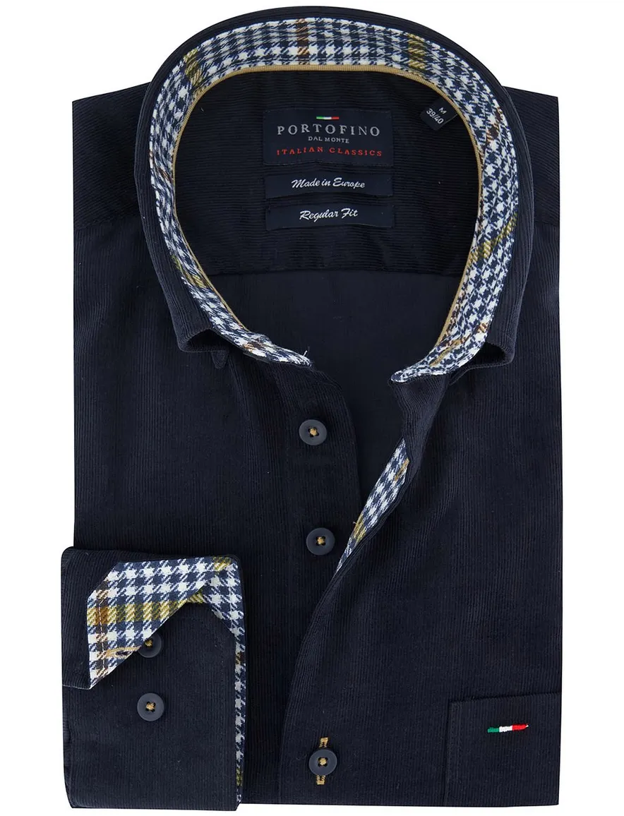 Portofino overhemd donkerblauw corduroy