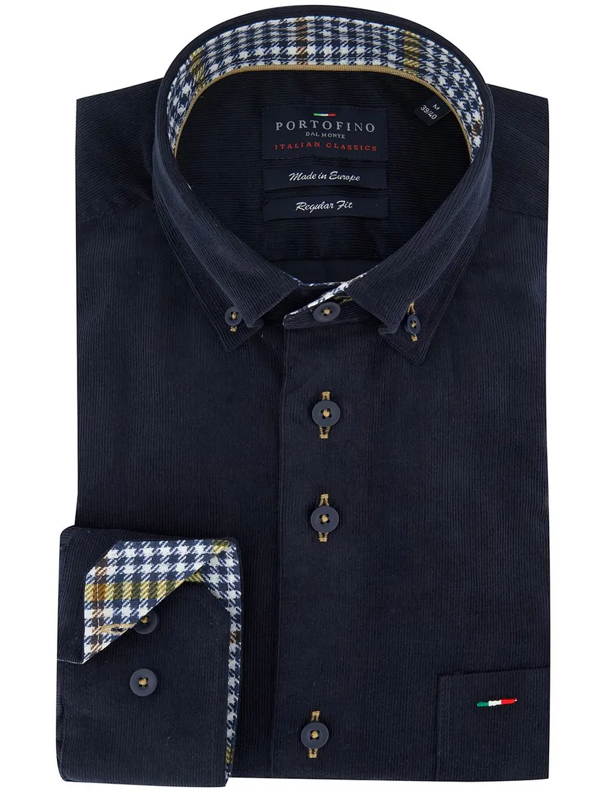 Portofino overhemd donkerblauw corduroy