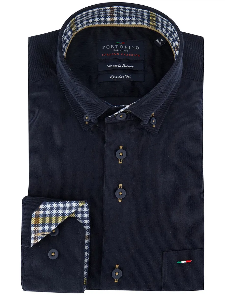 Portofino overhemd donkerblauw corduroy