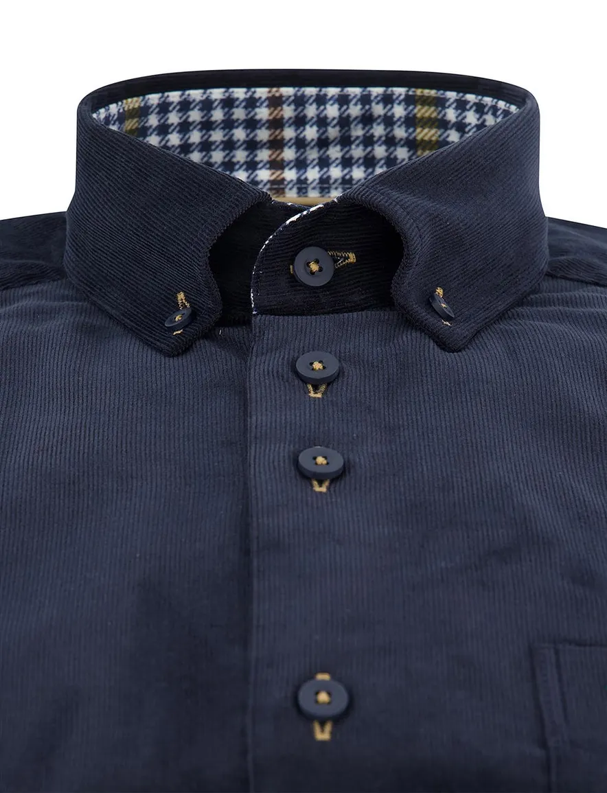 Portofino overhemd donkerblauw corduroy