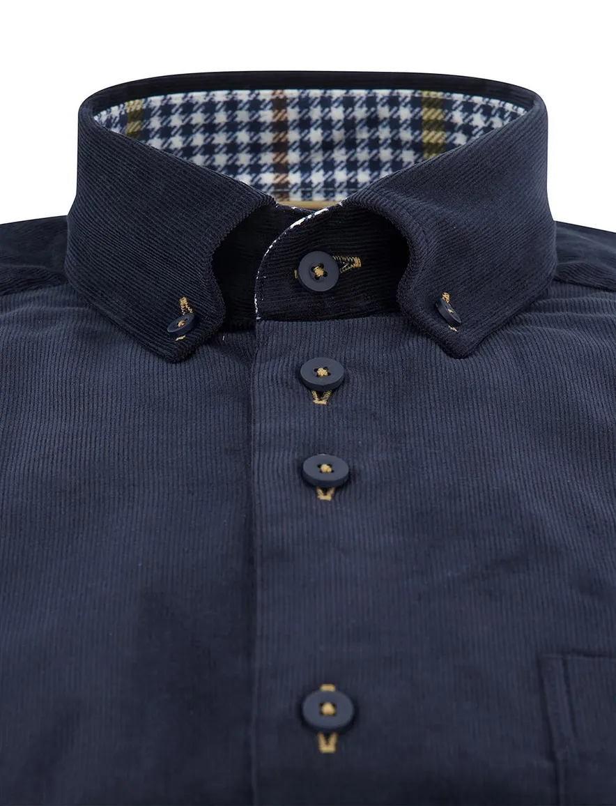 Portofino overhemd donkerblauw corduroy