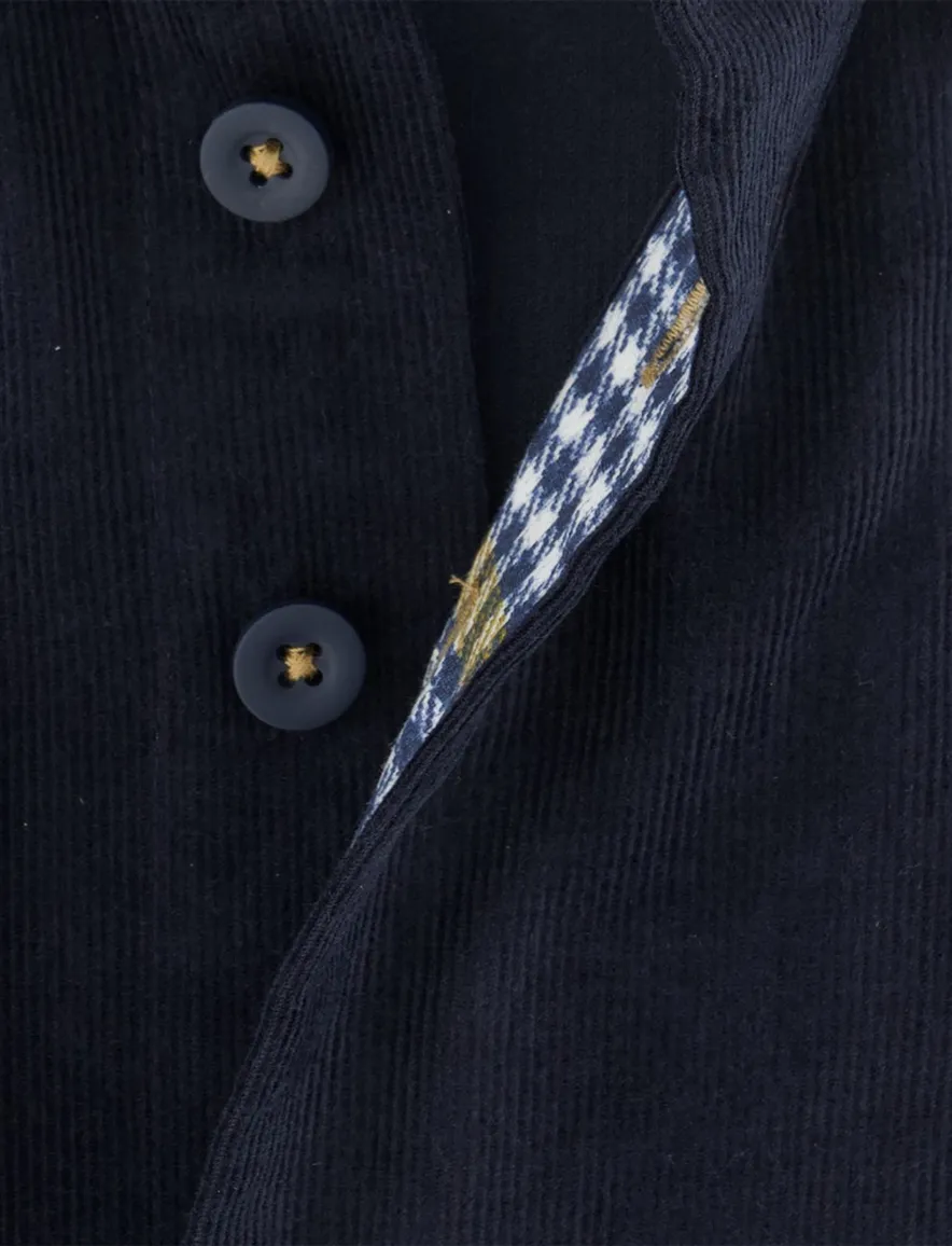 Corduroy Portofino overhemd regular fit donkerblauw