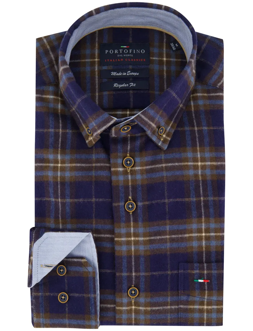 Portofino overhemd donkerblauw geruit
