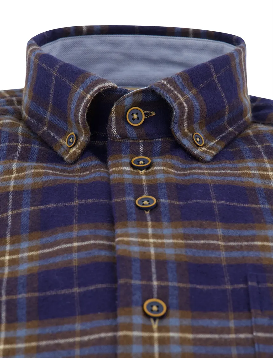 Portofino overhemd donkerblauw geruit