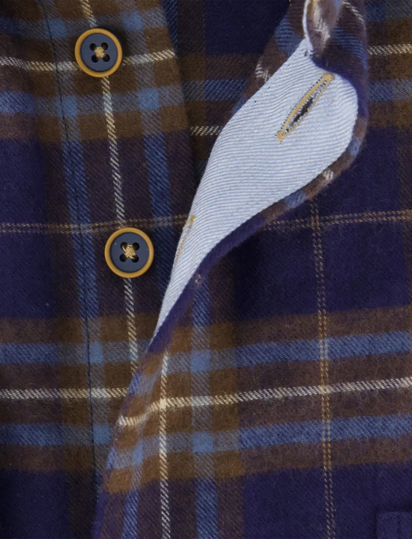 Katoenen geruit overhemd Portofino donkerblauw