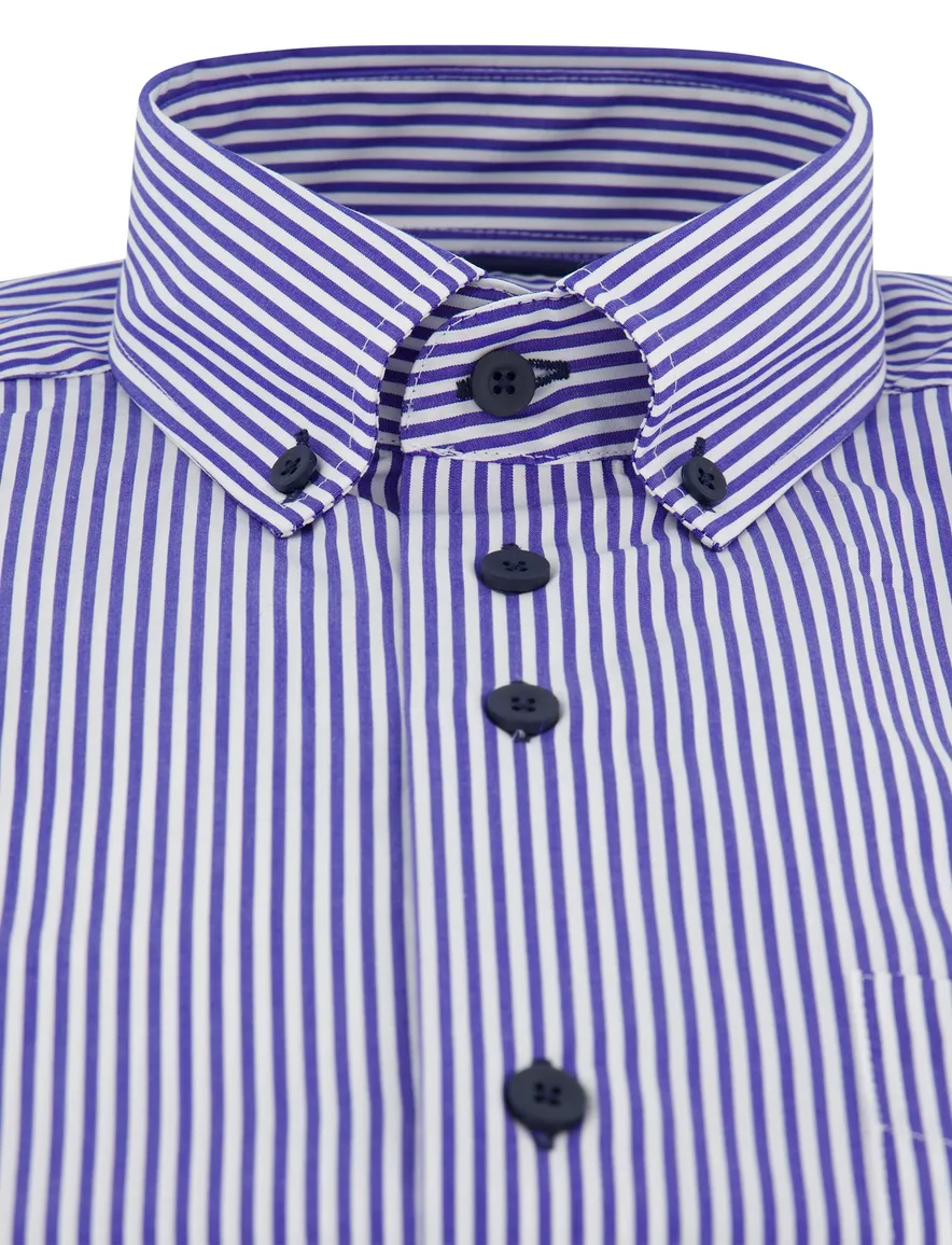 Portofino regular fit overhemd blauw gestreept