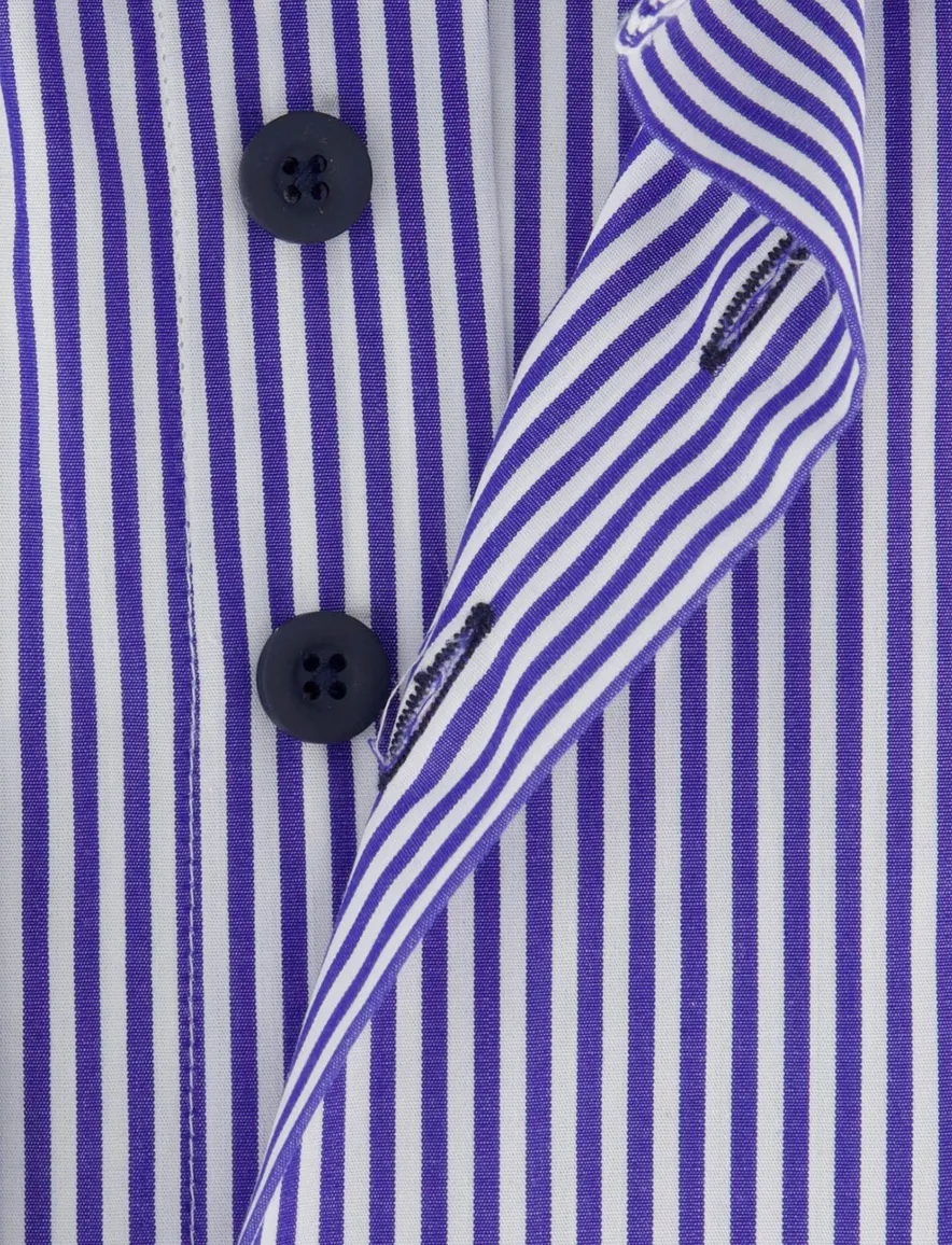 Portofino regular fit overhemd blauw gestreept