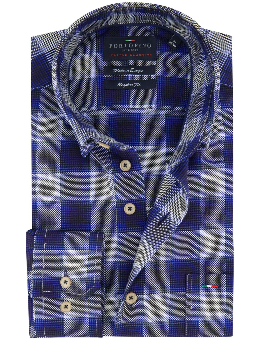 Katoenen geruit overhemd Portofino blauw