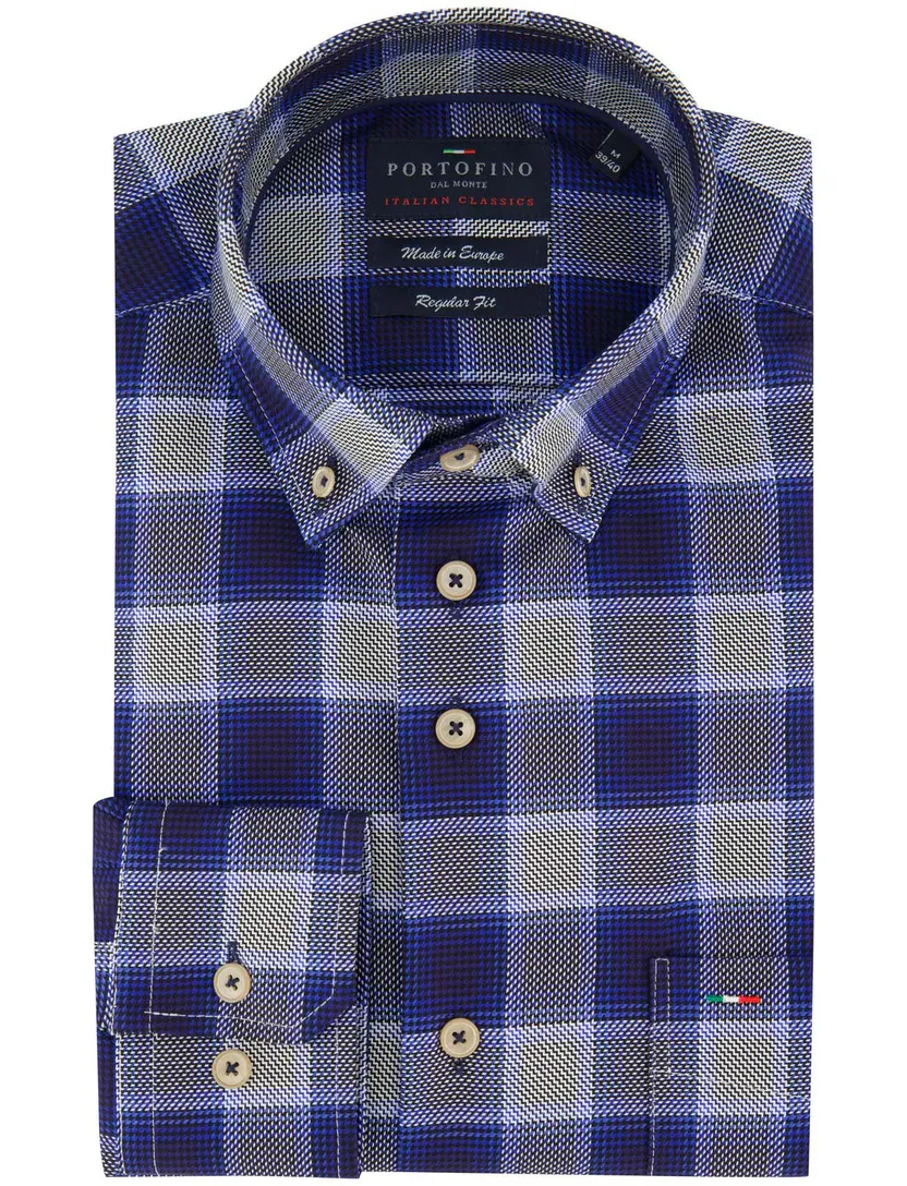 Katoenen geruit overhemd Portofino blauw