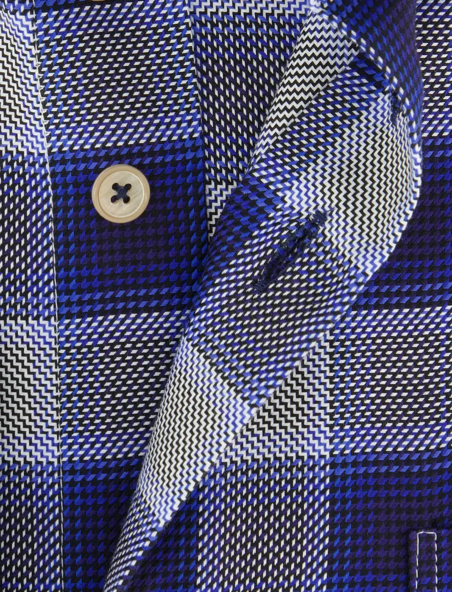 Portofino overhemd blauw geprint katoen vlakken