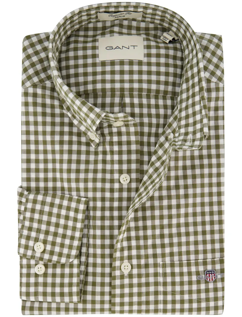 Casual overhemd Gant Regular Fit groen katoen