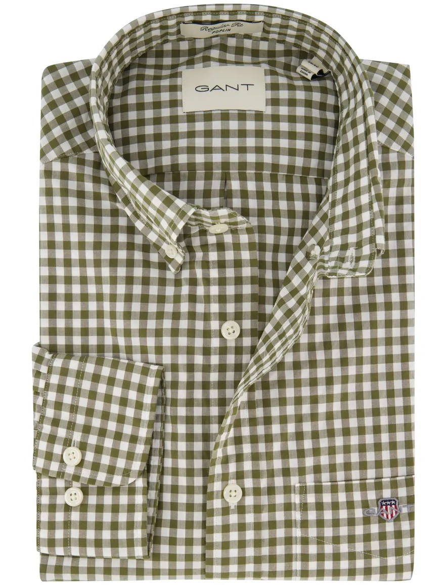 Gant Regular Fit casual overhemd groen geruit