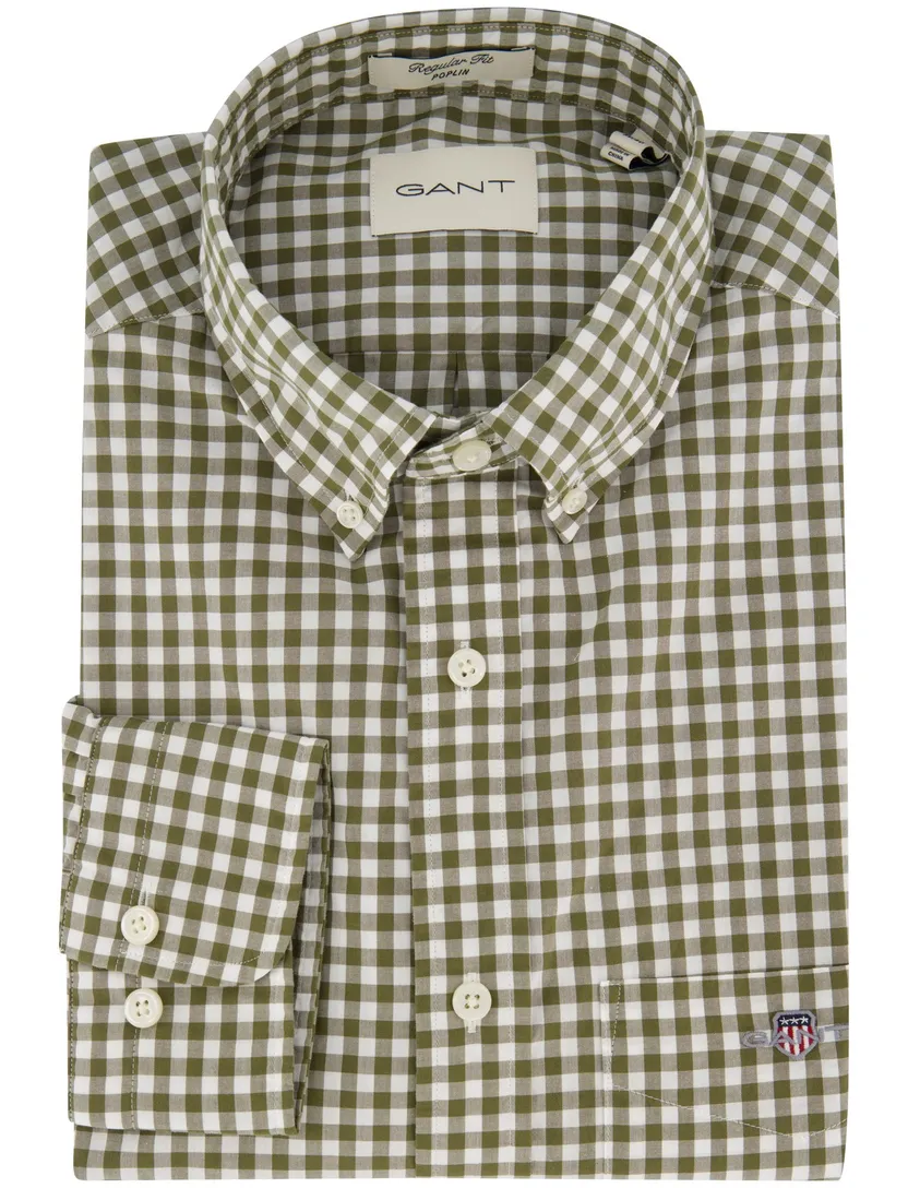 Casual overhemd Gant Regular Fit groen katoen