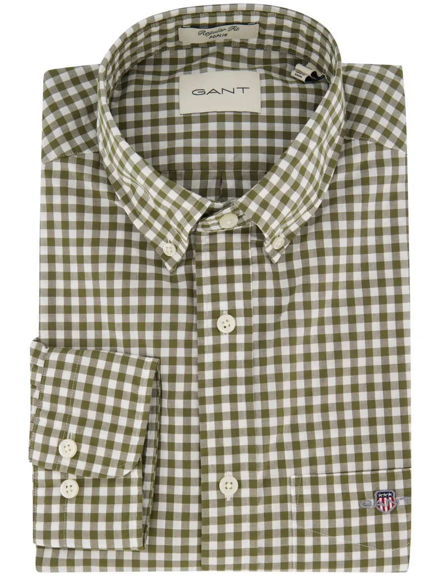 Gant Regular Fit casual overhemd groen geruit