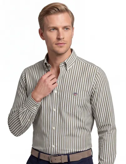 Gant casual overhemd Gant Regular Fit groen